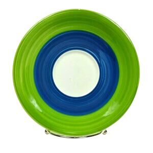 Vintage TRE CI Wide Band Dessert Salad Plate 7.5" Made in Italy - Green Blue